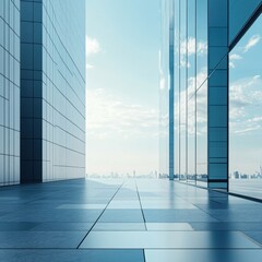 Poster - Modern architectural space with clear skies and room for text display in urban environment. Generative AI