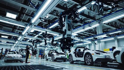 Leinwandbilder - Innovative robotics at work in a modern automobile assembly facility