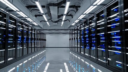 Leinwandbilder - High-tech data center displaying advanced server technology and efficient cooling systems