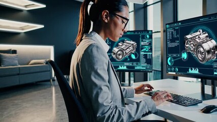 Leinwandbilder - Professional working on advanced technology projects in a modern office environment