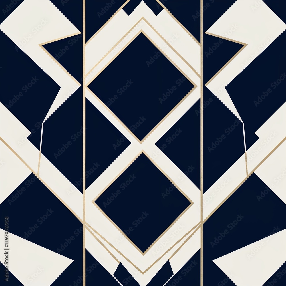Structured Geometric Border Abstract geometric shapes in navy and white creating a structured ...