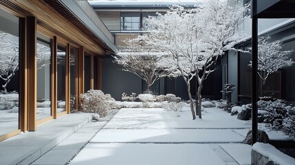 Wall Mural - Japanese courtyard in the snow 