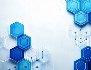 Poster - Blue hexagons connecting on white background representing technological innovation