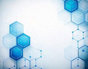 Poster - Abstract blue hexagons connecting on white background representing modern technology and innovation