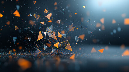 Poster - Dynamic particle explosion abstract space digital art energy environment close-up viewpoint visual concept for creative design impact