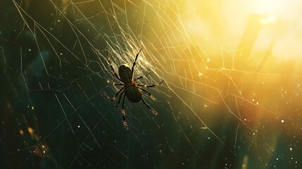 a golden orb-weaver spider with its striking web shimmering in the sunlight