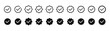 © Virdauso - Checkmark icon set, approved symbol, checked checkbox mark, editable line stroke. Vector illustration