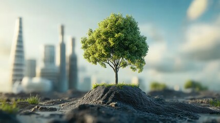 Aufkleber - 3D rendered concept of carbon capture as part of offset programs to reduce carbon footprints and support sustainability, aimed at achieving carbon neutrality goals