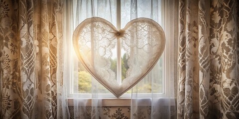 Wall Mural - Delicate Heart Shaped Decoration in Sunlit Window