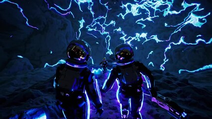 Leinwandbilder - Exploring the vibrant cosmic tunnel as an astronaut ventures into the depths of a digital universe