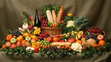 Poster - A colorful display of wholesome foods, including fruits, vegetables, and whole grains, illustrating the benefits of nutritious eating for physical and mental well-being