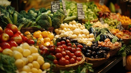 Poster - A colorful display of wholesome foods, including fruits, vegetables, and whole grains, illustrating the benefits of nutritious eating for physical and mental well-being
