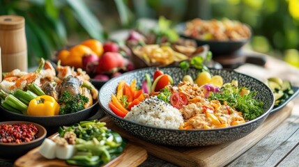 Poster - A colorful display of wholesome foods, including fruits, vegetables, and whole grains, illustrating the benefits of nutritious eating for physical and mental well-being
