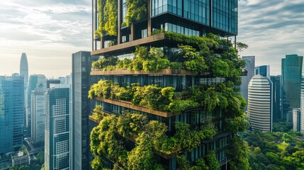 Poster - A corporate office implementing sustainable practices aimed at carbon neutrality, showcasing green energy solutions and eco-friendly policies for a sustainable future