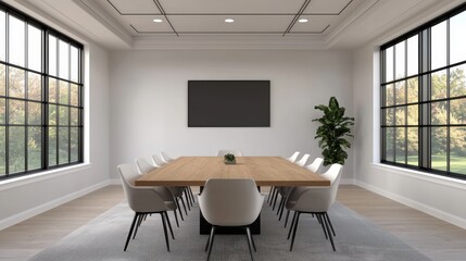 Poster - Large conference table in modern office designed for collaborative teamwork