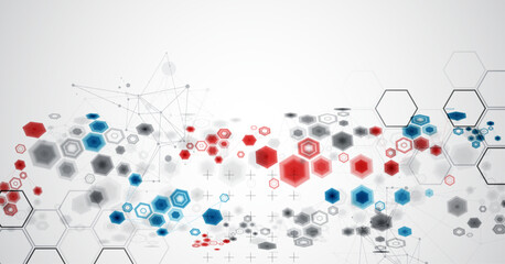 Aufkleber - Abstract hexagon background with plexus effect for design works. Vector.
