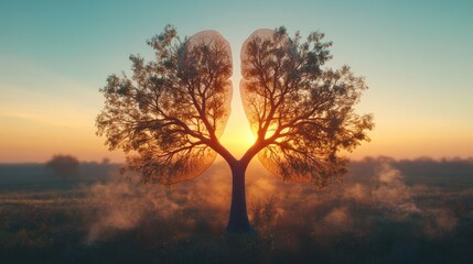 Lungs tree sunset field sunrise hope