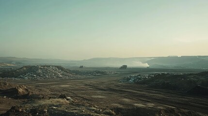 Poster - An expansive landfill stretching across the horizon, symbolizing the environmental burden of rising consumer waste and its long-term ecological consequences