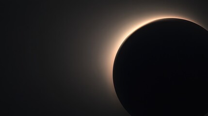 Poster - Minimalist black wallpaper with a subtle gradient, evoking the edge of a solar eclipse, where a soft, glowing horizon light enhances the tranquil, cosmic ambiance
