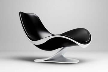Poster - A 2D visualization of a modern chair rendered in V-Ray, with sharp details and soft lighting on a clean white background