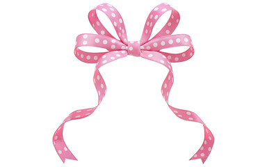 Wall Mural - pink bow with white dots on transparent background