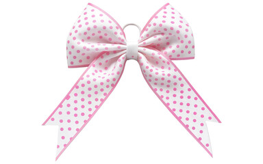 Wall Mural - white bow with pink dots on transparent background