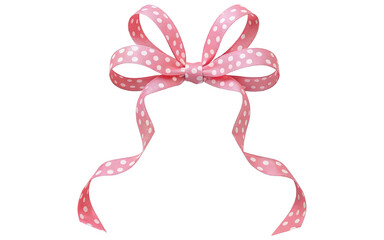 Wall Mural - pink bow with white dots on transparent background