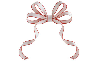 Wall Mural - white bow with red stripe on transparent background