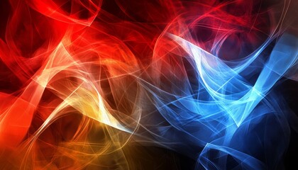 Poster - Abstract Red And Blue Fiber Optic Network Connections Background, Technology Concept. Digital Art