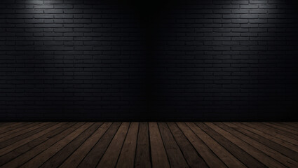 Wall Mural - black grungy bricks wall background. dark backdrop