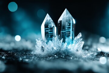 Aufkleber - A fantastical VoIP call concept with glowing sound waves connecting two magical crystal devices, surrounded by sparkles and ethereal light
