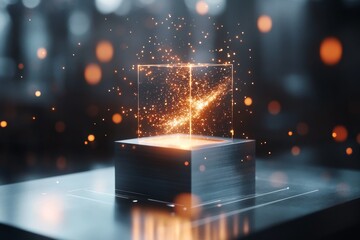 Poster - A fantastical scene of citizens casting magical ballots into a glowing, enchanted voting box, with beams of light symbolizing their voices being heard