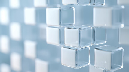 Poster - Transparent glass cubes create modern, abstract background with depth