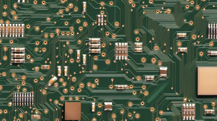 Poster - Intricate circuit board with detailed components and connections, showcasing technology and design