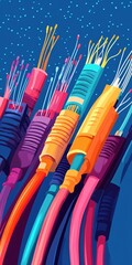 Poster - Vibrant Colorful Cables Digital Network Connection Technology