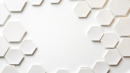 Wall Mural - Minimalist hexagonal pattern on white background, creating modern aesthetic. Perfect for design projects and backgrounds