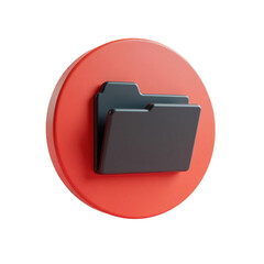 Aufkleber - 3d render of a dark-gray folder on a coral-red circular platform