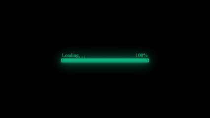 Neon light glowing loading bar icon illustration