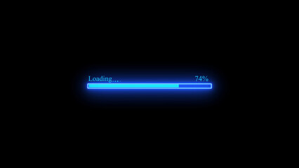 Neon light glowing loading bar icon illustration