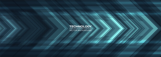 Poster - Abstract blue arrows futuristic technology background concept high-speed movement. Dynamic motion blue hi tech digital arrows and stripes. Vector illustration