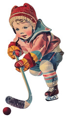 Wall Mural - Playing hockey baby art photography.