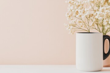 Poster - A simple product visualization of a ceramic coffee mug with soft reflections and clean matte textures, rendered against a neutral background