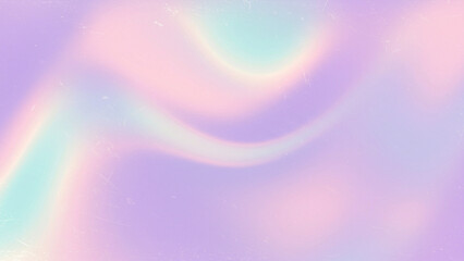 Poster - A stylish holographic background with a true texture in subtle shades of pale violet, pink, and mint, exhibiting scratches and various irregularities