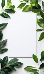 Aufkleber - Blank space surrounded by green leaves for creative text placement and design mockups. Generative AI