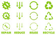© pixel.99 - Recycle Reduce reuse repair icon set triangle circle arrow green sign symbol rotation eco friendly system nature save earth organic color garbase waste renewable