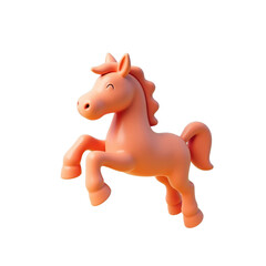 Poster - charming light-coral pony leaps joyfully against a pastel background