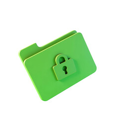 Poster - light green 3d folder with padlock symbolizing data security