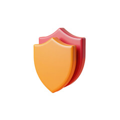 Poster - two overlapping 3d shields representing protection and security