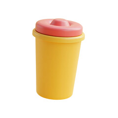 Poster - 3d render of a yellow and pink cup with lid