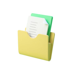 Poster - pastel yellow folder holds a light green document.